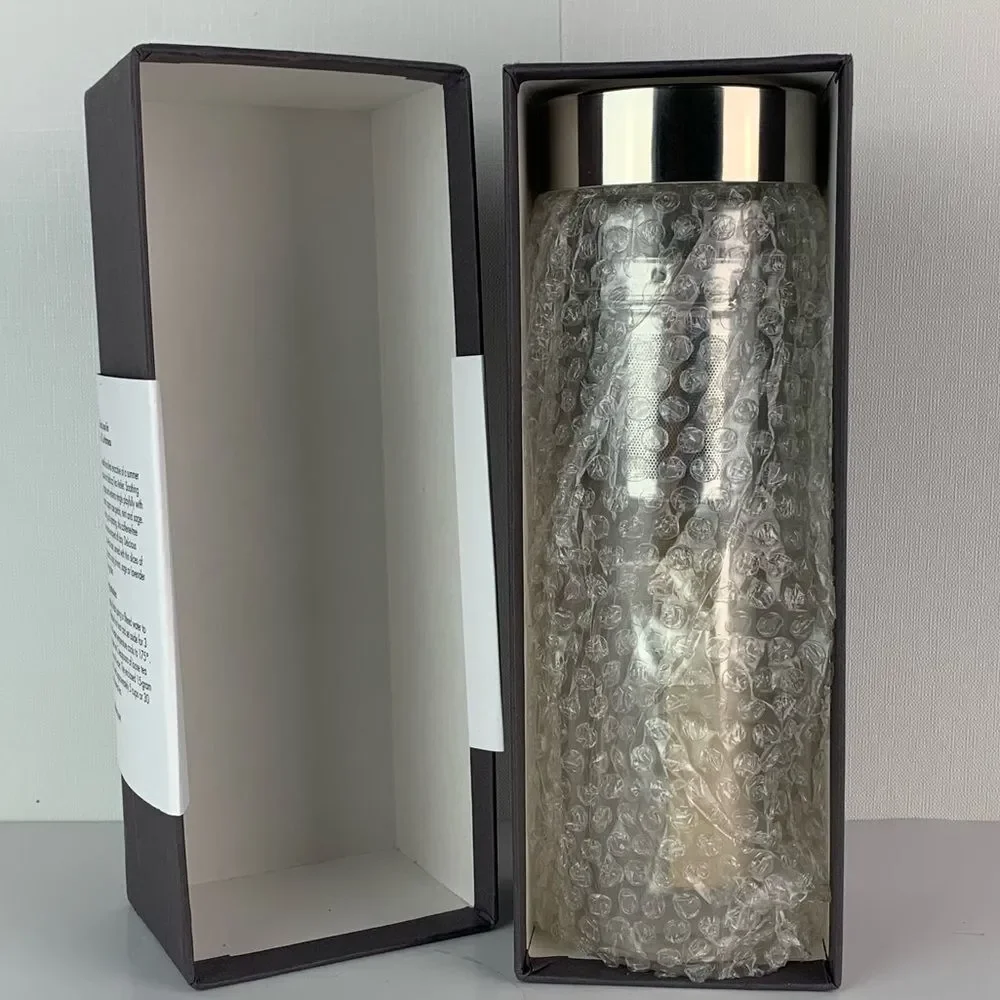New TRYEH Double-Wall Glass Travel Tumbler W/Removable Tea Infuser Basket 14 oz